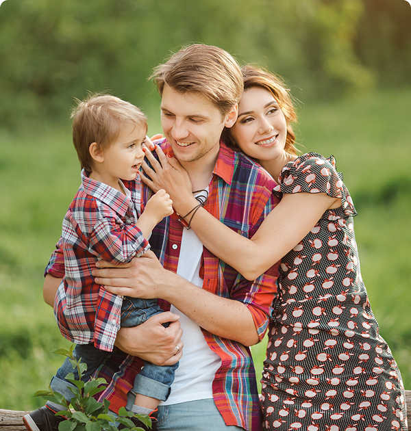 Happy family enjoying time outdoors together.